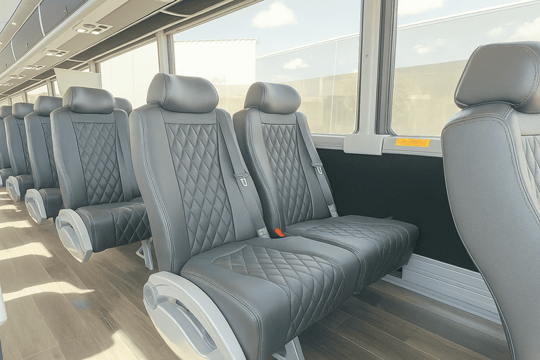 interior of Iowa City Minibus Company charter bus